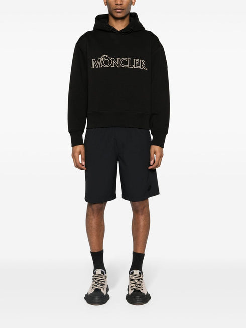 logo-flocked jersey hoodie