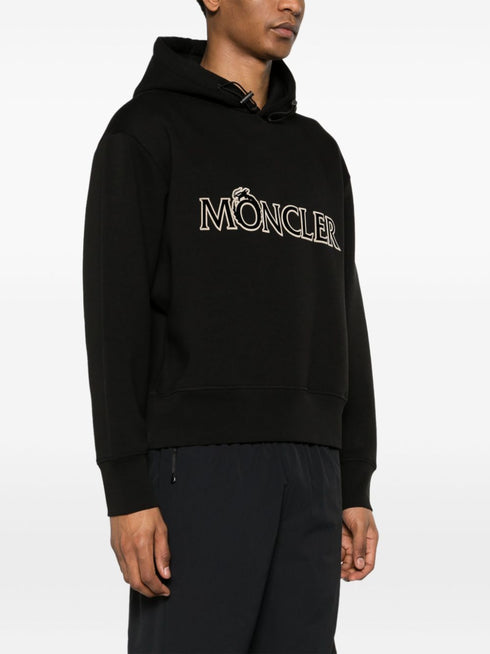 logo-flocked jersey hoodie
