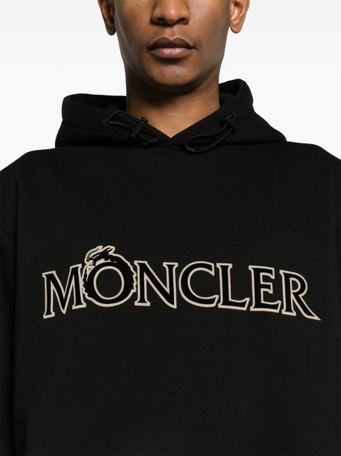 logo-flocked jersey hoodie