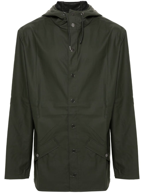 Rains Drawstring-hood Buttoned Rain Jacket