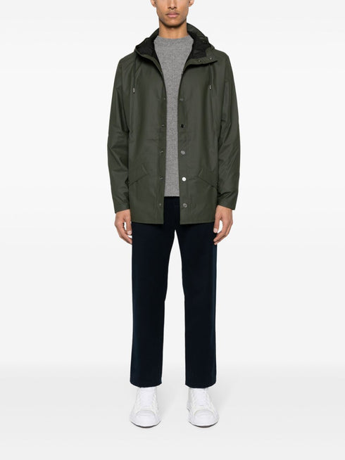Rains Drawstring-hood Buttoned Rain Jacket