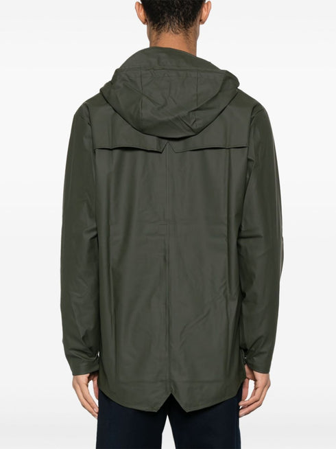 Rains Drawstring-hood Buttoned Rain Jacket