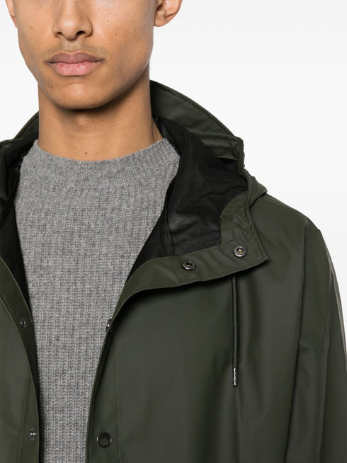 Rains Drawstring-hood Buttoned Rain Jacket