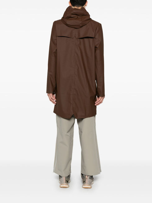 faux-leather raincoat