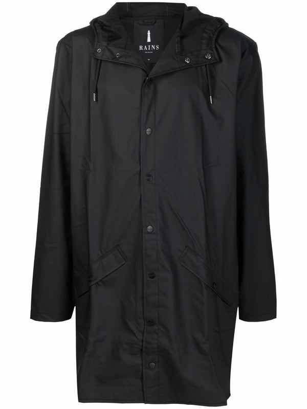 press-stud hooded raincoat