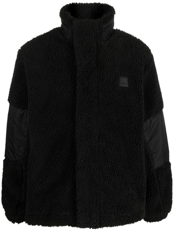 panelled fleece-texture jacket