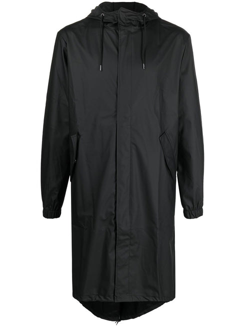 zip-up hooded raincoat