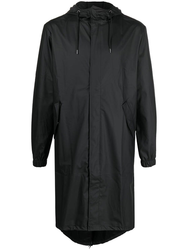 zip-up hooded raincoat