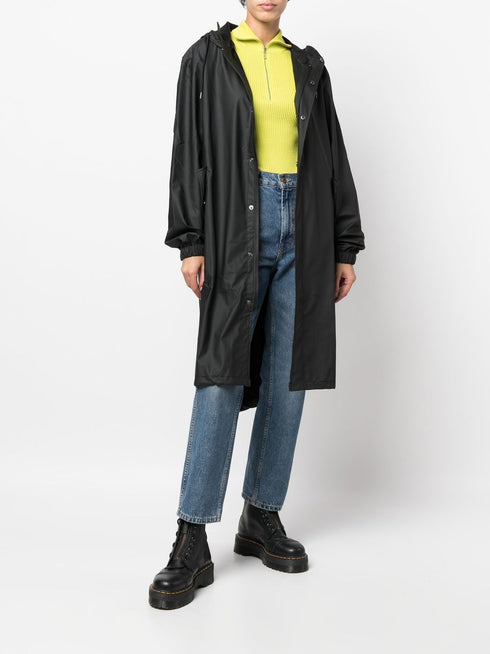 zip-up hooded raincoat