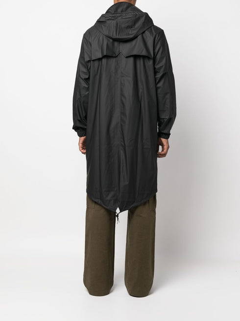 zip-up hooded raincoat