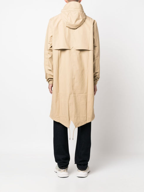 Fishtail drawstring-hood coated parka