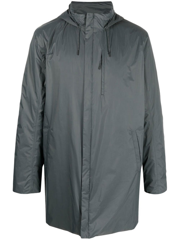 zip-up hooded raincoat