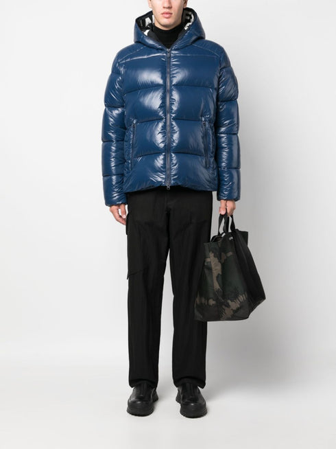 logo-patch padded hooded jacket