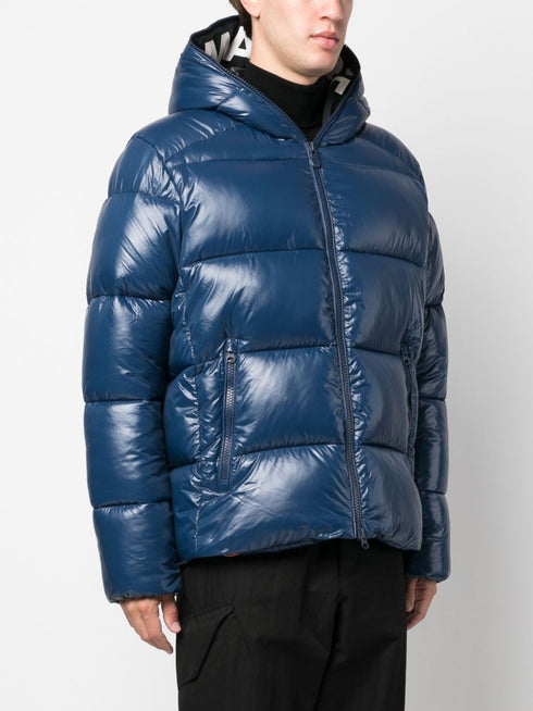 logo-patch padded hooded jacket