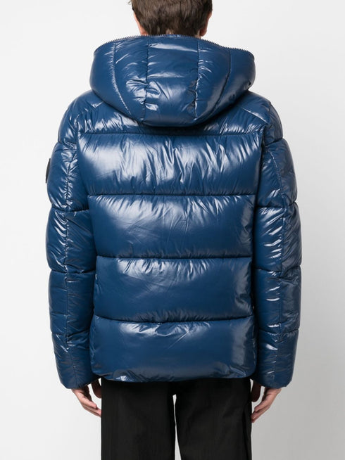 logo-patch padded hooded jacket