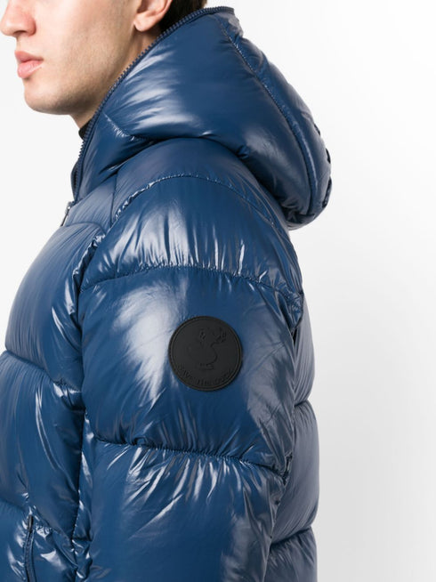 logo-patch padded hooded jacket