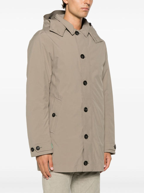 single-breasted hooded coat