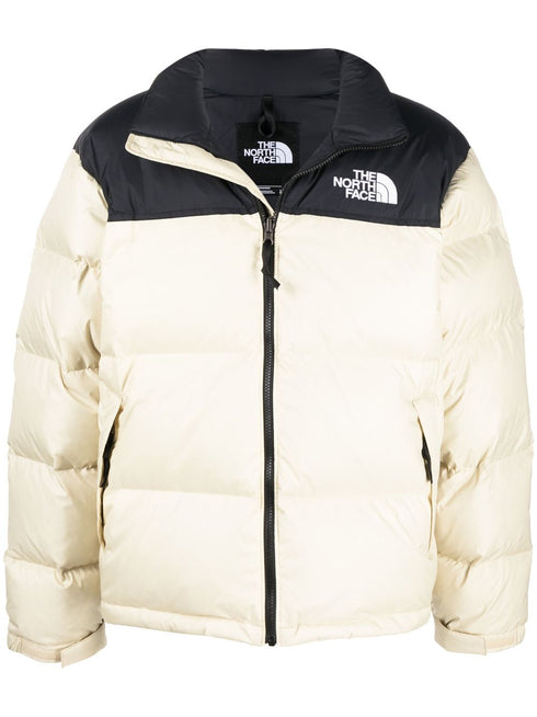 panelled logo puffer jacket
