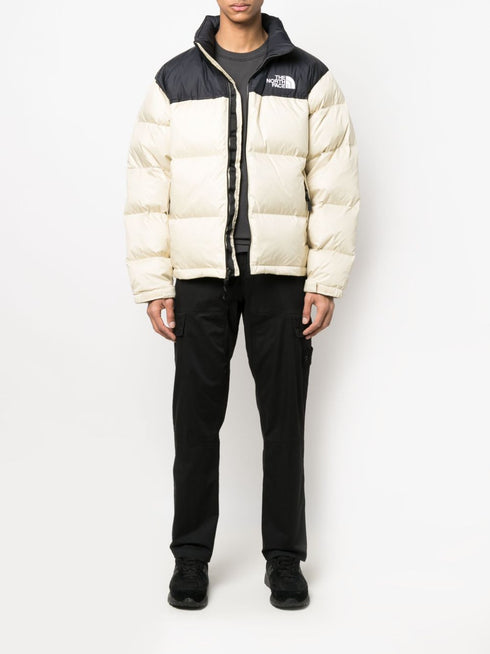 panelled logo puffer jacket