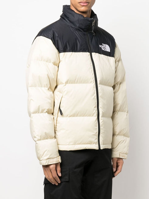 panelled logo puffer jacket