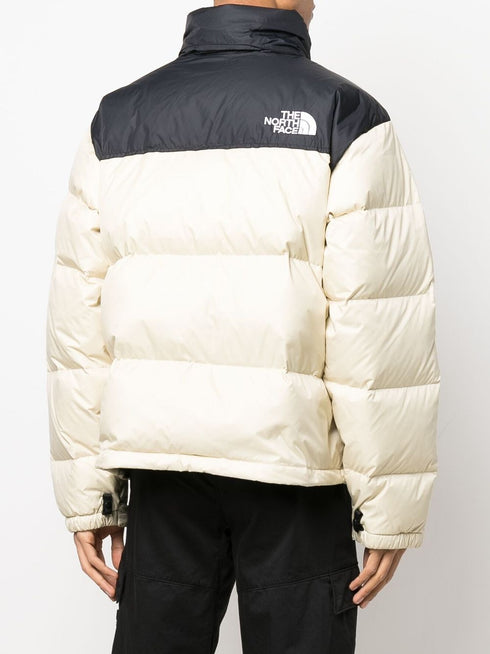 panelled logo puffer jacket