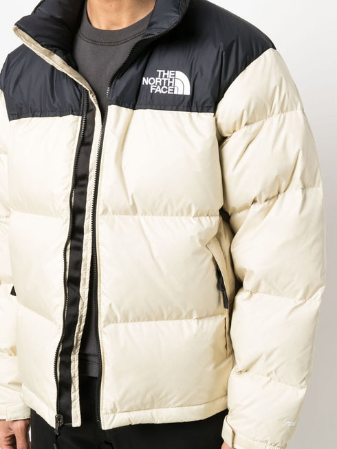 panelled logo puffer jacket