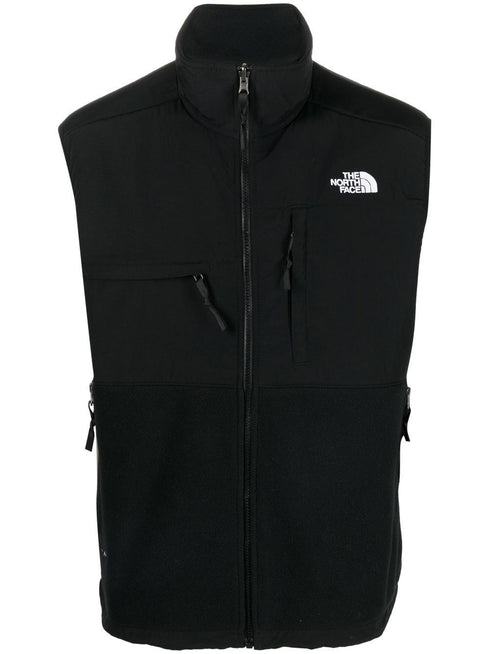 embroidered-logo zip-up gilet