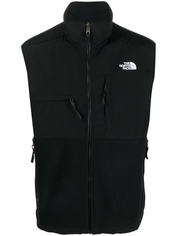 embroidered-logo zip-up gilet