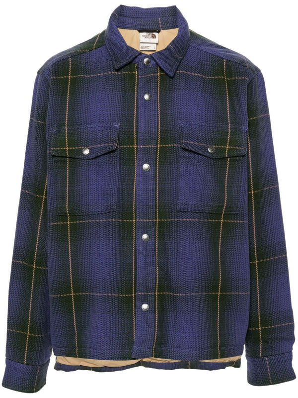 check-pattern button-up shirt jacket