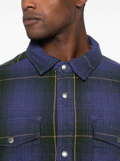 check-pattern button-up shirt jacket