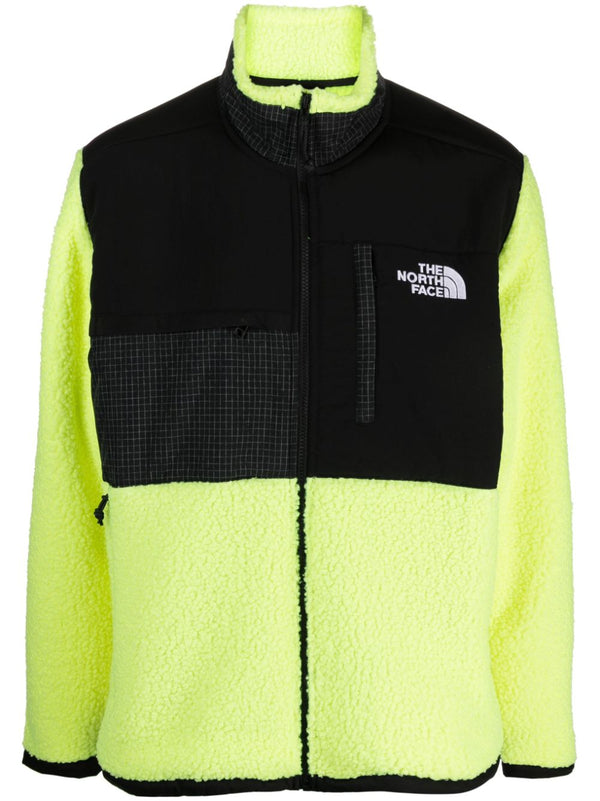fleece-panelling zip-up jacket