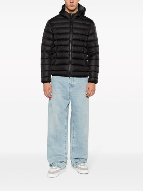 logo-patch hooded padded jacket