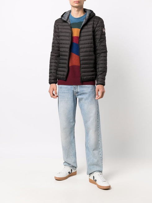 logo patch hooded puffer