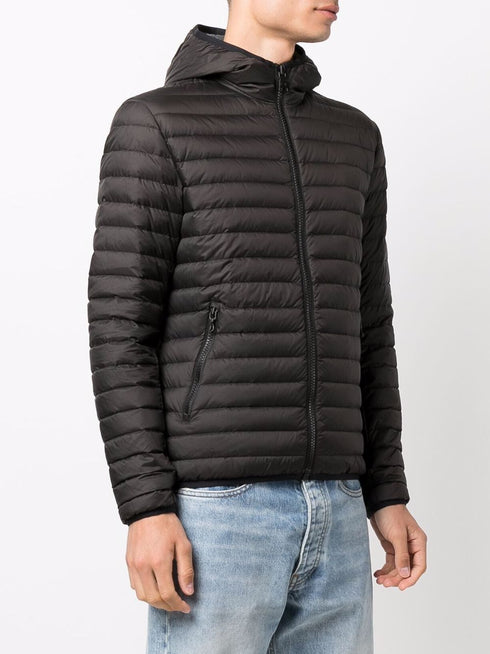 logo patch hooded puffer