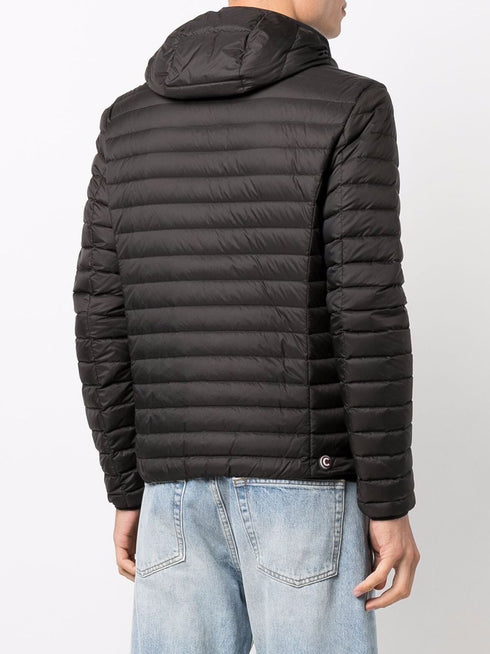 logo patch hooded puffer