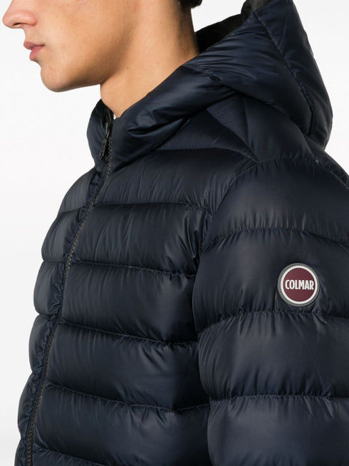 logo-patch hooded padded jacket