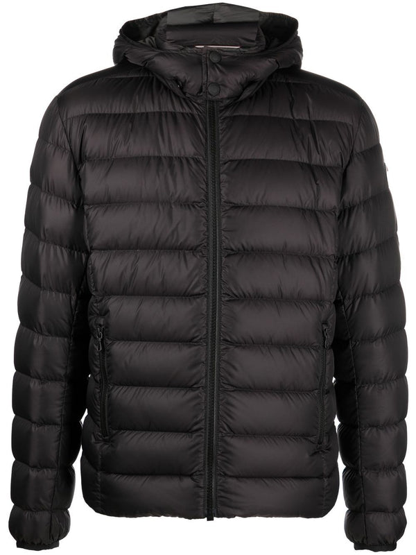 quilted zip-up hooded jacket