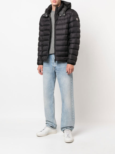 quilted zip-up hooded jacket
