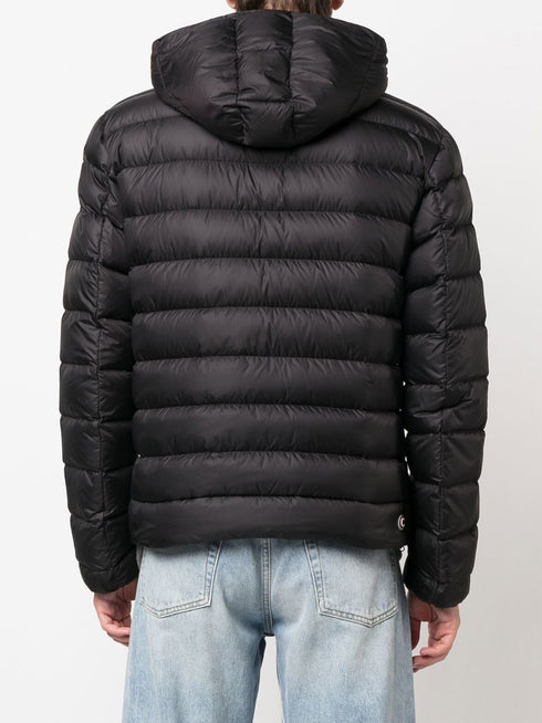quilted zip-up hooded jacket