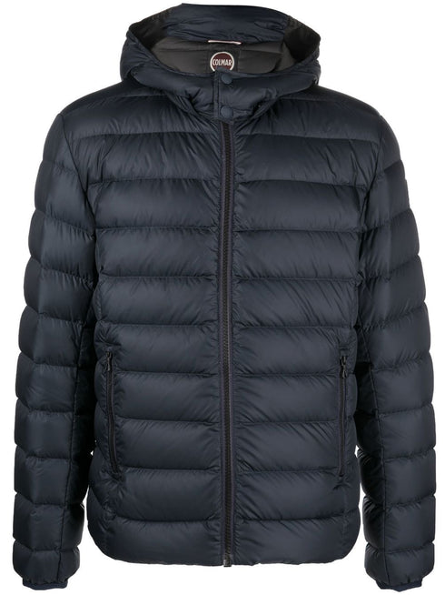 quilted zip-up hooded jacket