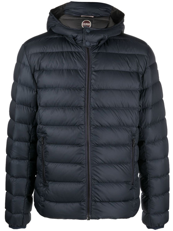 quilted zip-up hooded jacket
