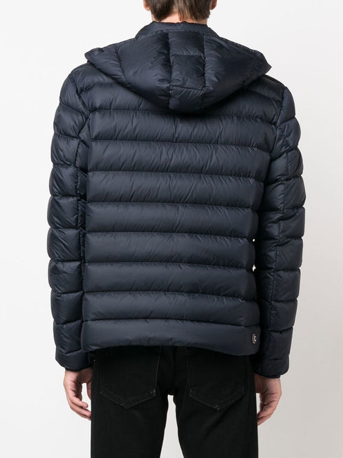 quilted zip-up hooded jacket