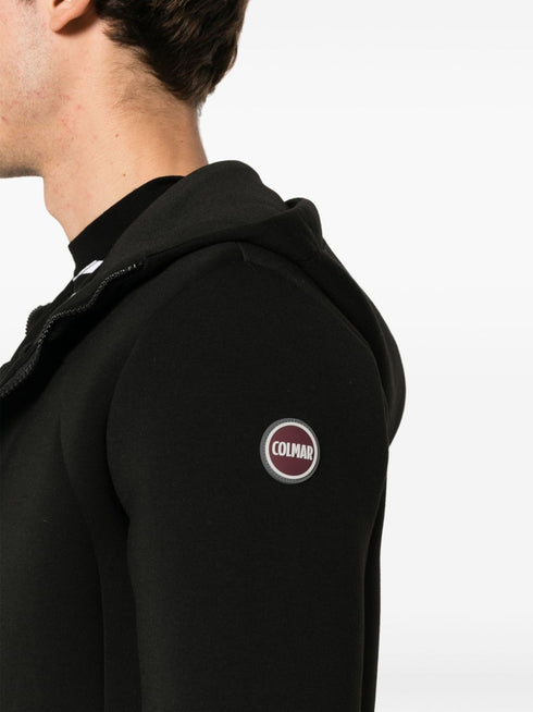 bluza z kapturem zapinana na zamek z aplikacją z logo