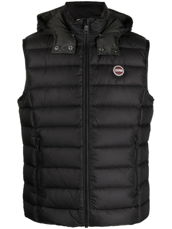 padded logo-embossed gilet