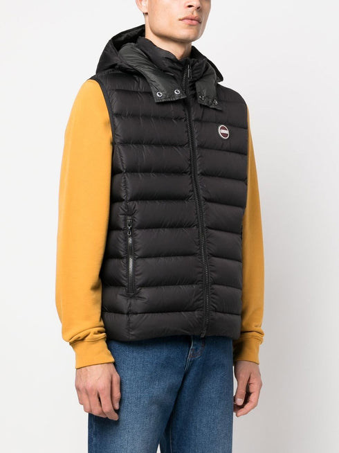 padded logo-embossed gilet
