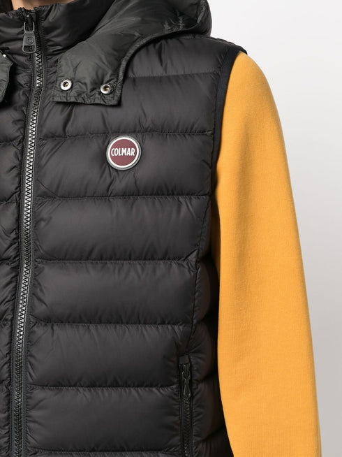 padded logo-embossed gilet