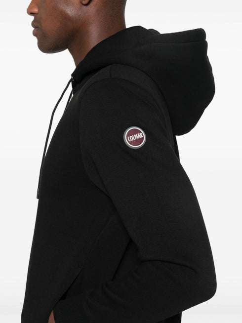 bluza z kapturem zapinana na zamek z aplikacją z logo