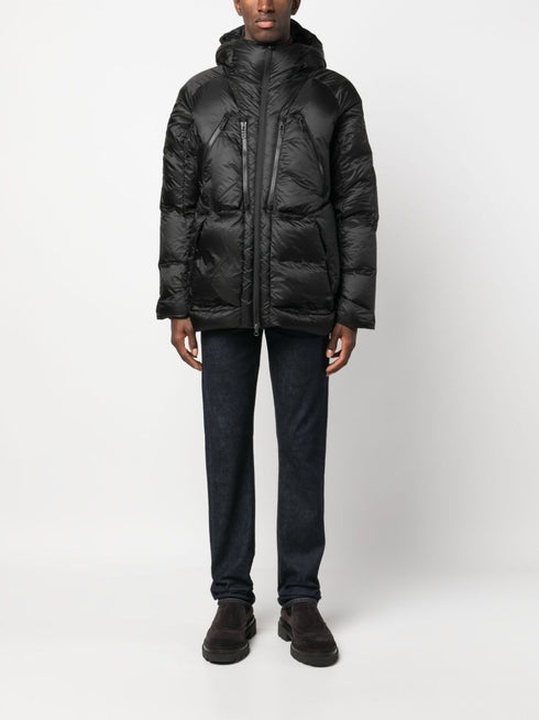 zip-up hooded down coat