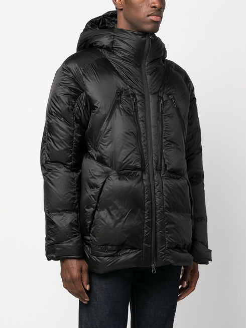 zip-up hooded down coat