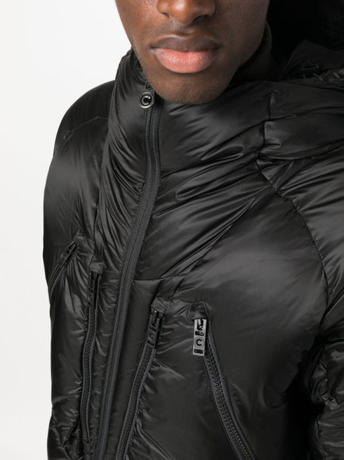 zip-up hooded down coat